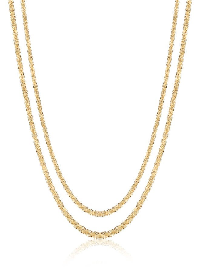 Tasiso Gold Plated Rope Chain Necklace Dainty Shiny Twist Chain Necklace For Women Sparkling Choker Necklace Set Stacking Minimalist Jewelry Gift 38/42CM - Image 4